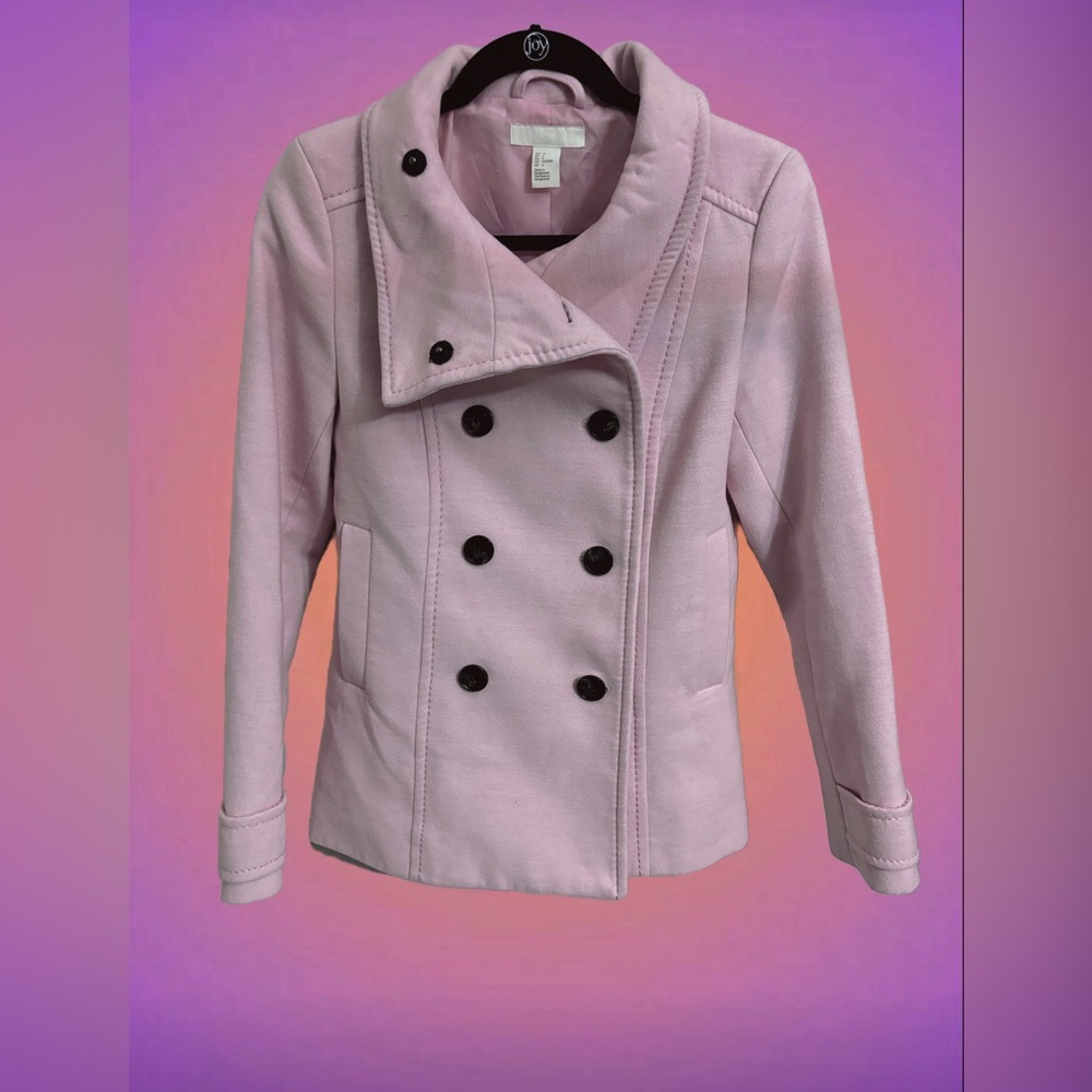 H&M Double Breasted Pink Peacoat Lined Women Size 6 NWOT